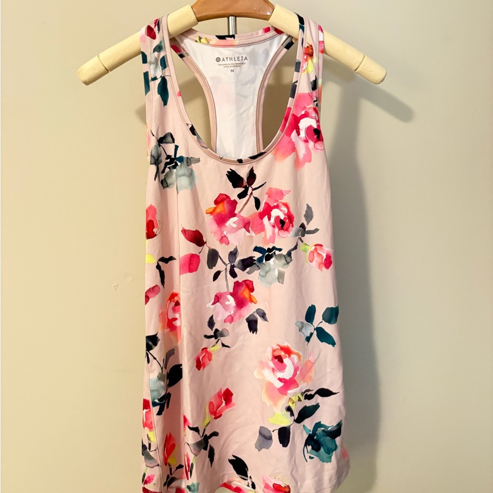 Athleta Pink Floral Athletic Tank